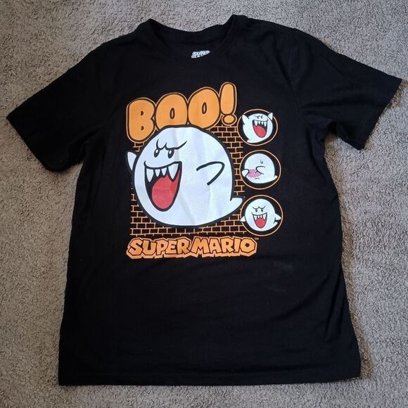 Super Mario Boo Black T-Shirt - Picture 1 of 4